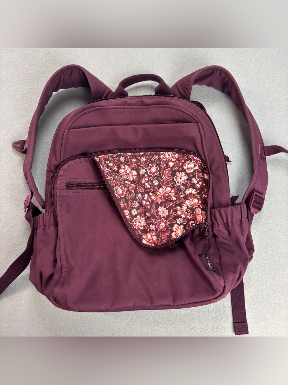Vera Bradley Womens Cotton XL Campus Backpack Climbing Mulled Wine Lined Floral